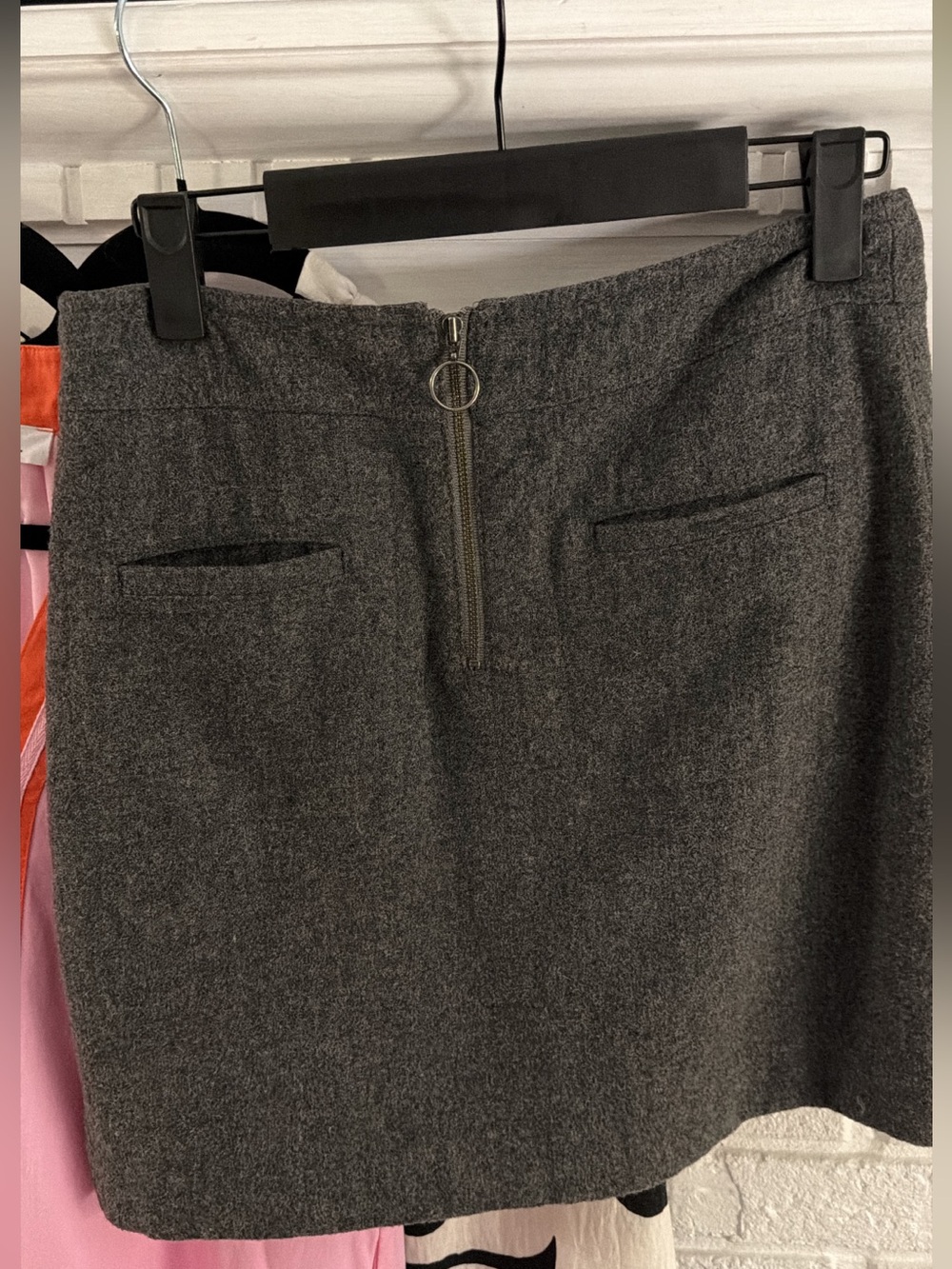 Madewell Grey Wool-Blend Mini Skirt with Front Zip size 0